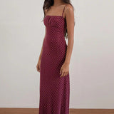 Sexy Backless Polka Dot Cami Maxi Dress