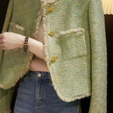 Elegant Long Sleeve Tweed Jacket