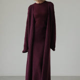 Knit Cardigan Sleeveless Dress Two Piece Set