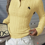 Collared Long Sleeve Knit Sweater