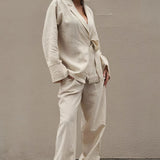 Tie Front Cardigan Loose Pants Two Piece Set