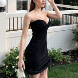 Furry Sparkle Strapless Sexy Party Dress