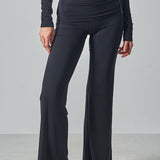 Solid Fitted Foldover Soft Pants