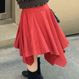 Chic Suede High Waist Asymmetrical Skirt