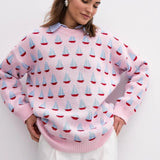Casual Sailboat Jacquard Pullover Sweater
