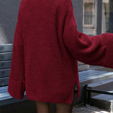 Vintage V-Neck Split Knit Blouse