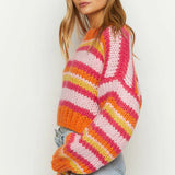 Striped Knit Pullover Sweater