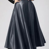 Elegant PU Leather High-Waist Party Skirt Bottom
