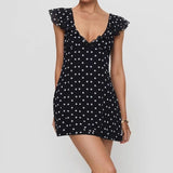 Polka Dot Mesh A-Line Mini Dress