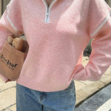 Casual Zip Front Long Sleeve Sweater
