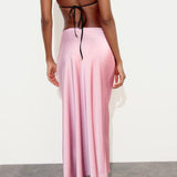 Slim High Waist Satin Texture Straight Midi Skirt