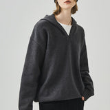 Slouchy V-Neck Hooded Sweater