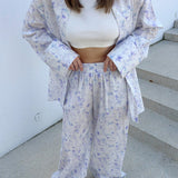 Floral Retro Shirt Pants Two Piece Set