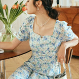 Printed Square Neck Floral Dress