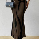 Zebra Print High Waist Bodycon Mermaid Maxi Skirt