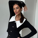 Color Block Polo Knit Sweater