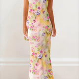 Strapless Ruffle Maxi Floral Dress