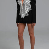 Slim High Waist Lace Blazer