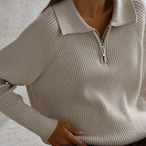 Polo Collar Knit Pullover Sweater