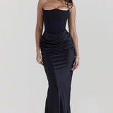Sexy Backless Cinched Waist Maxi Dress