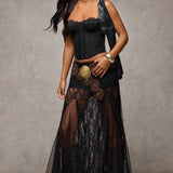 Low Waist Lace Trim Bodycon Pencil Skirt
