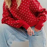 Cropped Butterfly Pattern Sweater