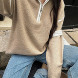 Casual Zip Front Long Sleeve Sweater