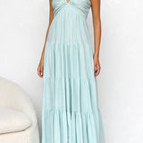 Marilyn - V-neck maxi dress with ruffle
