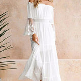 Flare Sleeve Off Shoulder Boho Dress