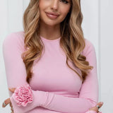 3D Floral Slim-Fit Long Sleeve Tee