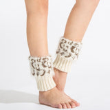 Leopard Print Feather Yarn Boot Cuffs