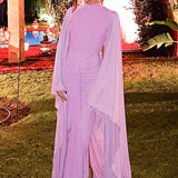 Elegant Backless Sash Sheer Shawl Two Piece Set
