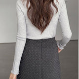Polka Dot Wool A-Line Skirt