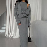 Chic Knit Vest & Bodycon Skirt with Belt Three Piece Set