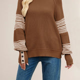 Colorblock Turtleneck Knit Sweater