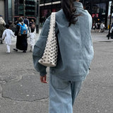 Suede Lantern Sleeve Loose Jacket