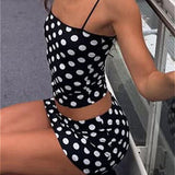 Polka Dot Strapless Skirt Two Pieces Set
