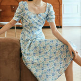 Printed Square Neck Floral Dress