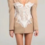 Slim High Waist Lace Blazer