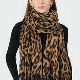 Cozy Leopard Print Faux Wool Scarf