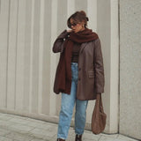Single-Breasted PU Blazer
