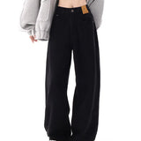 Black Baggy High Waist Straight Bottom