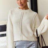 Casual Lace Knit Pullover Sweater