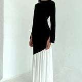 Bodycon Ruched Patchwork Maxi Dress