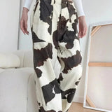 Baggy Cow Pattern Wide Leg Jeans