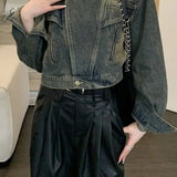 Slim Fit Denim Moto Jacket
