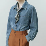 Soft Denim Casual V-Neck Jacket