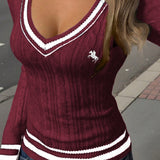 V-Neck Long Sleeve Knit Sweater