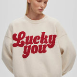 Letter Print Knit Sweater