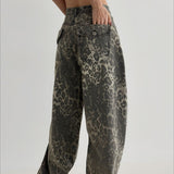 Vintage Leopard High Waist Wide Leg Pants